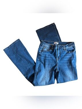 Women's Flare Jeans in Deep Blue - Classic High-Rise Flared Leg